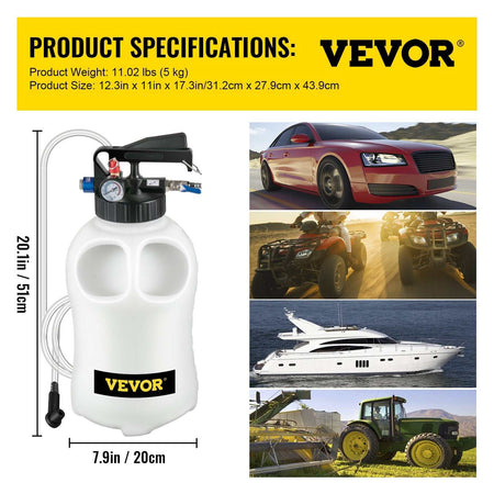 VEVOR 10L manual 2-way transmission fluid pump with 14-piece ATF filler adapters