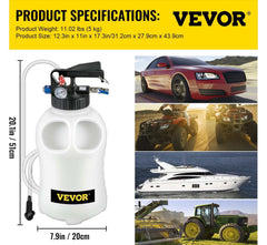 VEVOR 10L manual 2-way transmission fluid pump with 14-piece ATF filler adapters