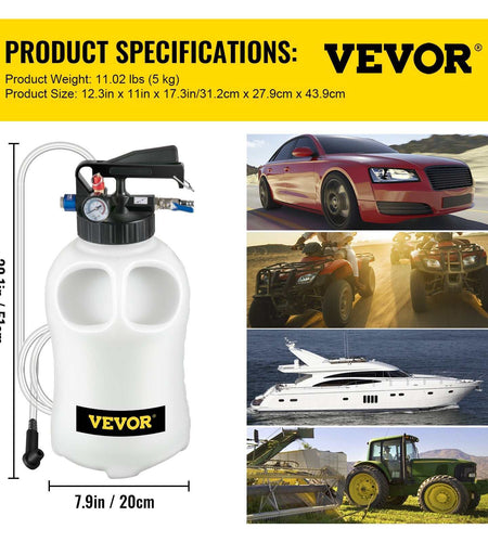 VEVOR 10L manual 2-way transmission fluid pump with 14-piece ATF filler adapters