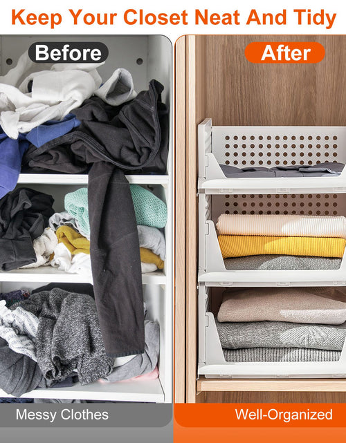 Load image into Gallery viewer, 4 Packs Plastic Storage Box With Slide Rail Stackable  For Living Room Bedroom Wardrobe
