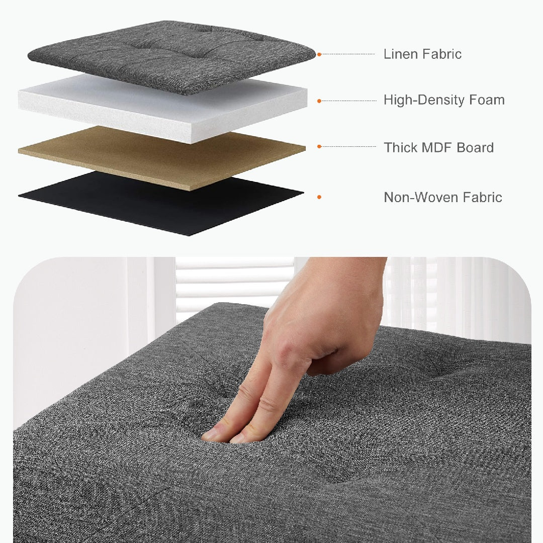 Storage Ottoman With Thicker Foam Padded Seat, Folding Foot Rest For Living Room End Of Bed Bench