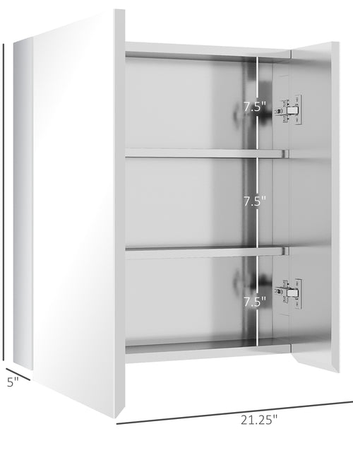 Load image into Gallery viewer, Wall Mounted Bathroom Medicine Cabinet with Hinged Door Storage Shelves for Living Room and Laundry Room Silver
