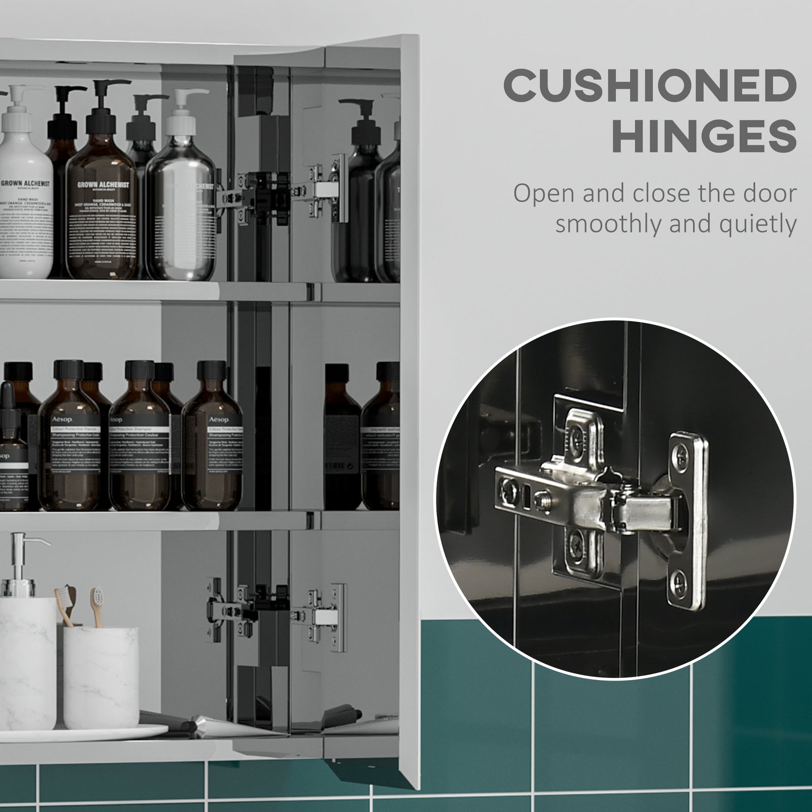 Wall Mounted Bathroom Medicine Cabinet with Hinged Door Storage Shelves for Living Room and Laundry Room Silver