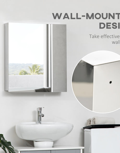 Load image into Gallery viewer, Wall Mounted Bathroom Medicine Cabinet with Hinged Door Storage Shelves for Living Room and Laundry Room Silver

