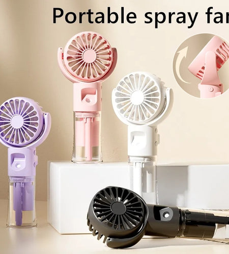Portable Handheld Spray Fan 4-Speed Water Spray Mist Fan Summer Cooling Artifact USB Charging Summer Supplies Outdoor Mini Fan