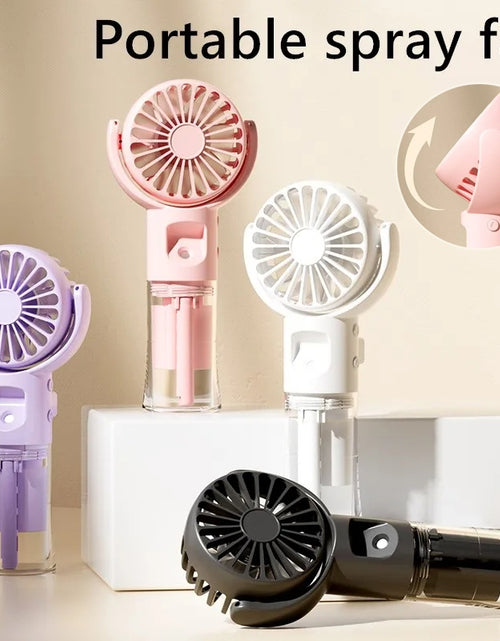 Load image into Gallery viewer, Portable Handheld Spray Fan 4-Speed Water Spray Mist Fan Summer Cooling Artifact USB Charging Summer Supplies Outdoor Mini Fan
