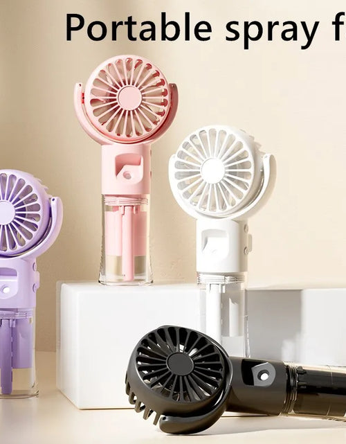 Load image into Gallery viewer, Portable Handheld Spray Fan 4-Speed Water Spray Mist Fan Summer Cooling Artifact USB Charging Summer Supplies Outdoor Mini Fan
