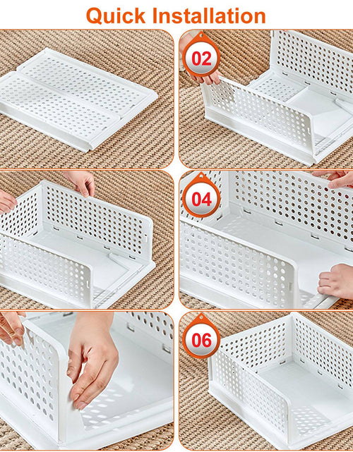 Load image into Gallery viewer, 4 Packs Plastic Storage Box With Slide Rail Stackable  For Living Room Bedroom Wardrobe
