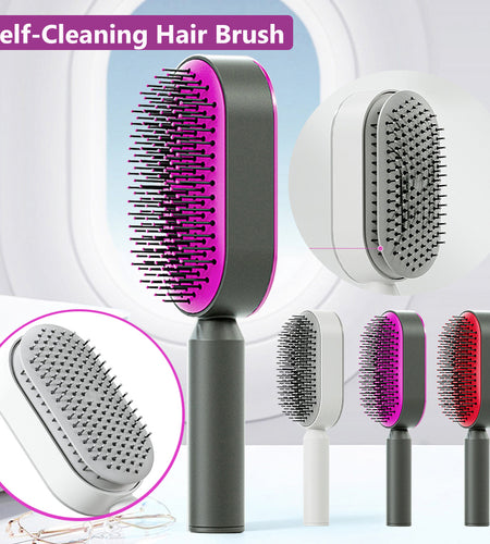 Self Cleaning Hair Brush For Women One-key Cleaning Hair Loss Airbag Massage Scalp Comb Anti-Static Hairbrush