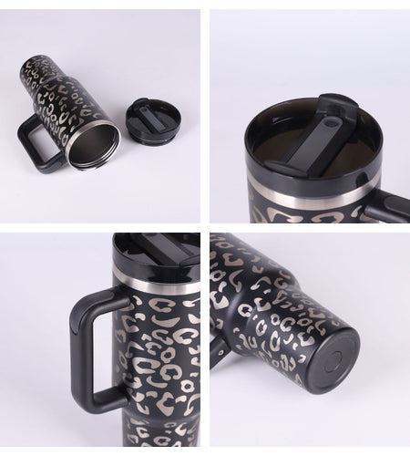 40 Oz Tumbler With Handle Straw Insulated, Stainless Steel Spill Proof Vacuum Coffee Cup Tumbler With Lid Tapered Mug Gifts For Valentine Lover Suitable For Car Gym Office Travel