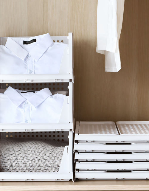 Load image into Gallery viewer, 4 Packs Plastic Storage Box With Slide Rail Stackable  For Living Room Bedroom Wardrobe
