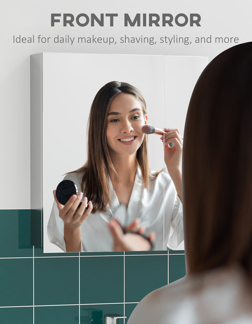 Load image into Gallery viewer, Wall Mounted Bathroom Medicine Cabinet with Hinged Door Storage Shelves for Living Room and Laundry Room Silver
