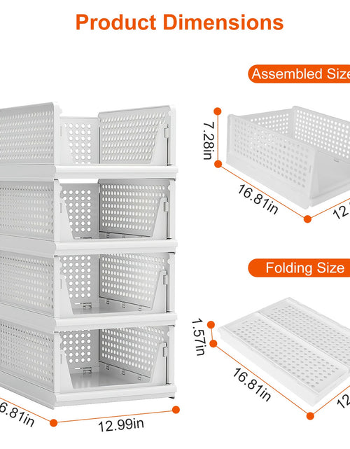 Load image into Gallery viewer, 4 Packs Plastic Storage Box With Slide Rail Stackable  For Living Room Bedroom Wardrobe
