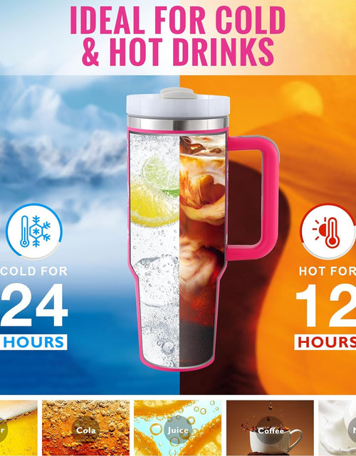 Load image into Gallery viewer, 40 Oz Tumbler With Handle Straw Insulated, Stainless Steel Spill Proof Vacuum Coffee Cup Tumbler With Lid Tapered Mug Gifts For Valentine Lover Suitable For Car Gym Office Travel

