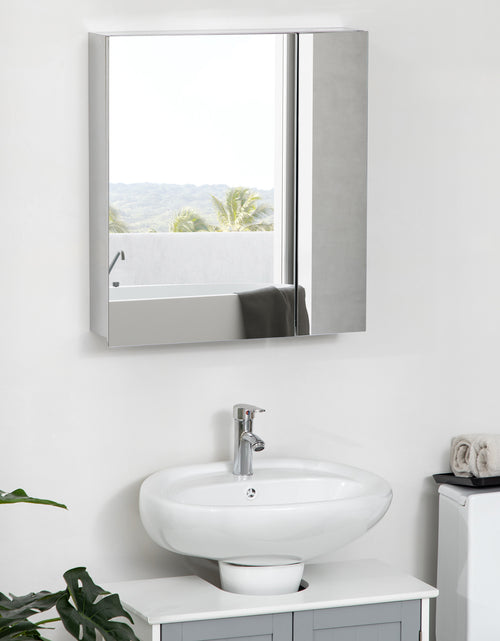 Load image into Gallery viewer, Wall Mounted Bathroom Medicine Cabinet with Hinged Door Storage Shelves for Living Room and Laundry Room Silver
