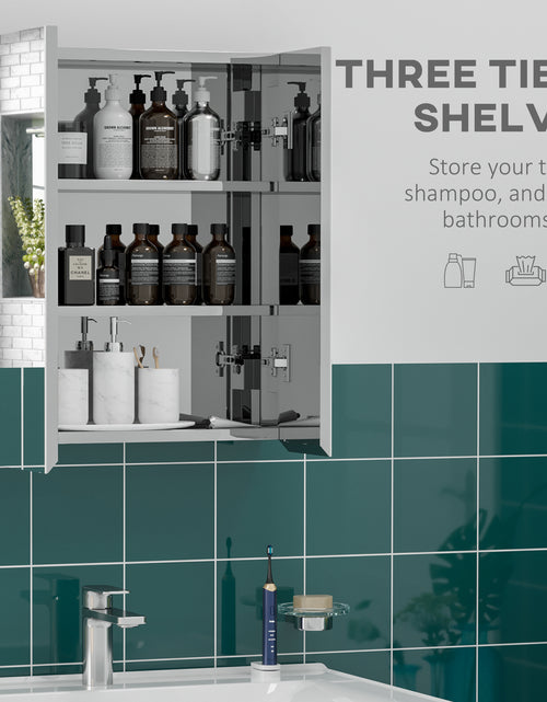 Load image into Gallery viewer, Wall Mounted Bathroom Medicine Cabinet with Hinged Door Storage Shelves for Living Room and Laundry Room Silver
