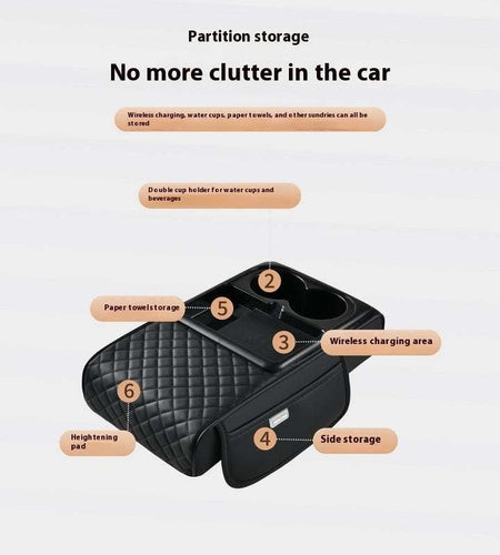 Automobile Armrest Box Cover Smart Wireless Charging Multifunctional Fast Charging Tissue Storage Box Water Cup Holder